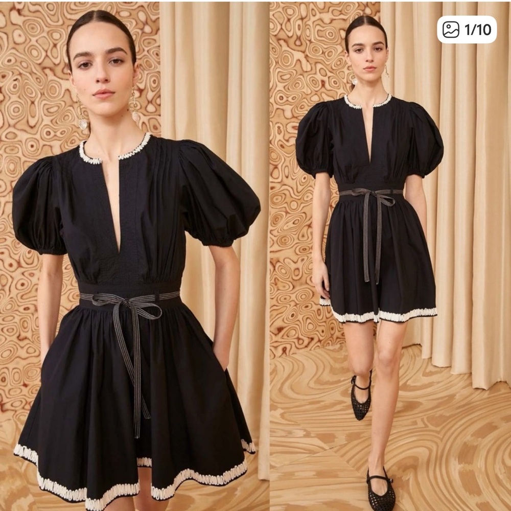 Ulla johnson WILDA puff sleeve cotton poplin belted mini dress NO OFFERS